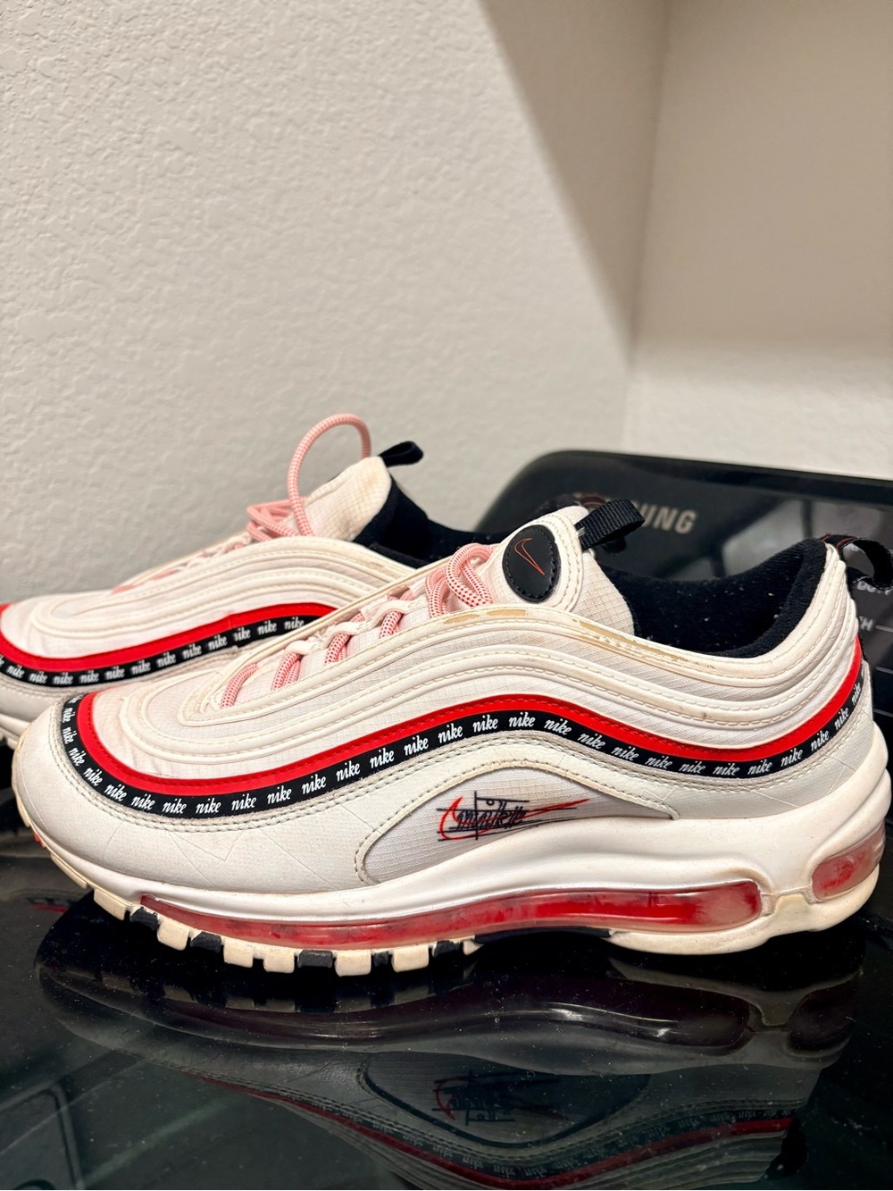Nike YOUTH Air Max 97 – White / Pink / Red